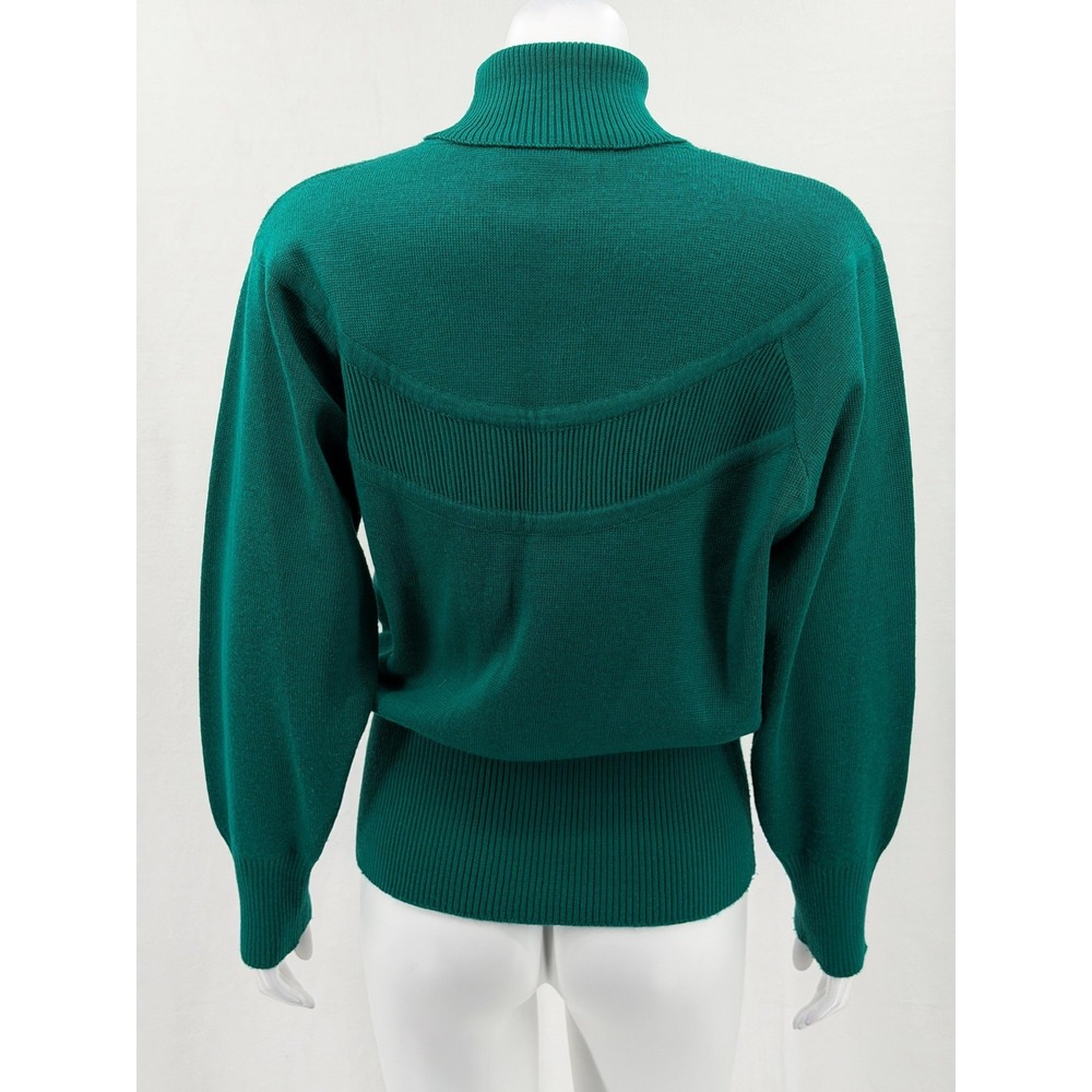 Vintage Meister Sweater Womens Medium Jade Green‎ Knit Turtleneck Wool Blend 80s - Picture 5 of 9